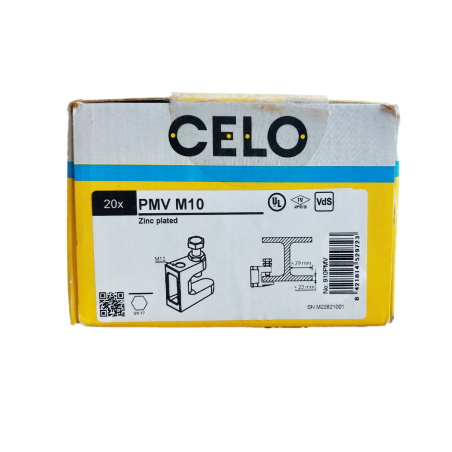 Packaging photo of box containing 20 pieces of PMV M10, zinc plated, front view with label