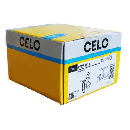 Packaging photo of box containing 20 pieces of PMV M10, zinc plated, side view