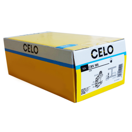 Packaging photo of box containing 50 pieces of CMV M6 ZnAl, side view