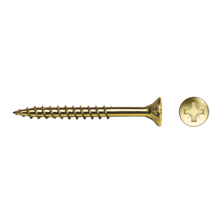 Chipboard screw VELOX® POZI yellow zinc plated part threaded
