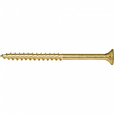 Product image of chipboard screw VELOX® SIT partial thread, yellow zinc plated with internal unterhead miling pockets