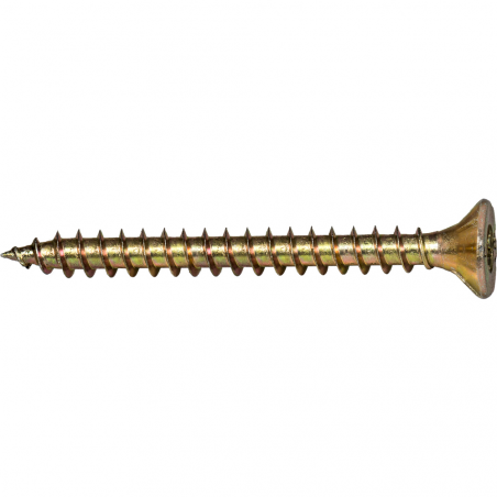 Product image of chipboard screw VELOX® SIT full thread, yellow zinc plated with external underhead miling ribs