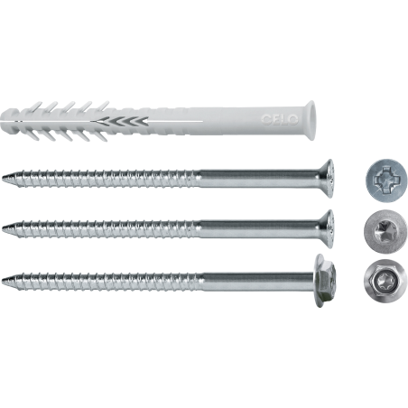 Product image of hollow block frame plug HBR with PZ countersunk screw, TX countersunk screw and hex head screw with integral washer