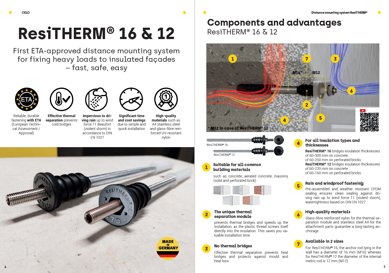 Manufacturer leaflet ResiTHERM®: Advantages and components of the distance mounting system